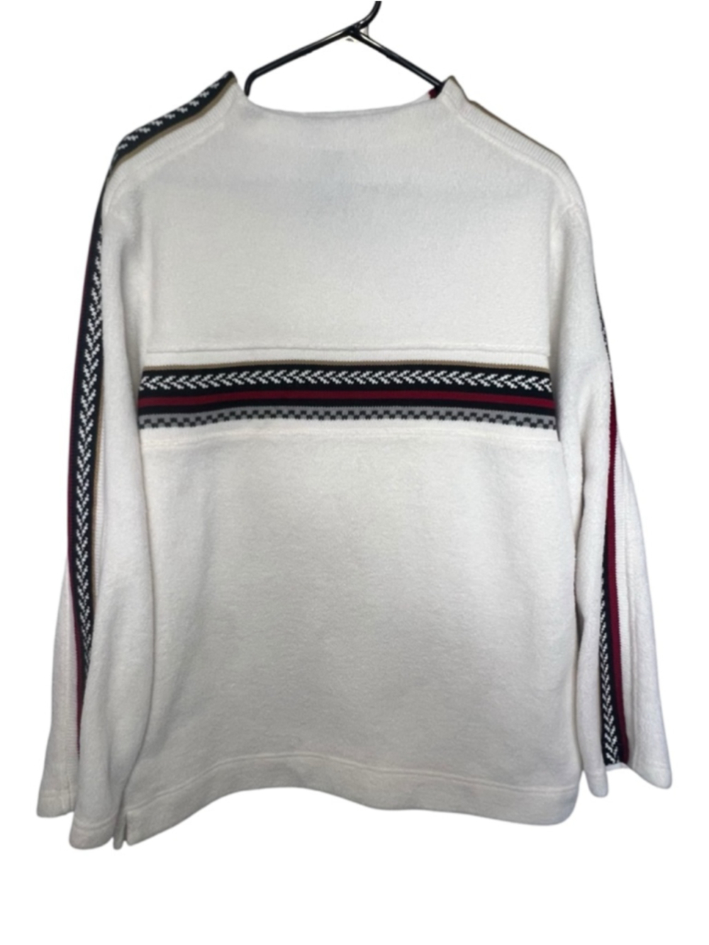 Vintage 90s Catalina White Nordic Trim Fleece Pullover Sweater